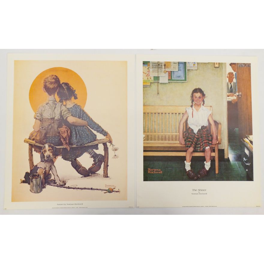 2pc Norman Rockwell Lithographs 22'' x 18''