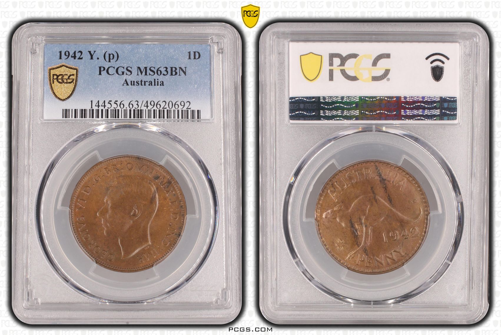 George VI, Penny, 1942, PCGS MS63BN