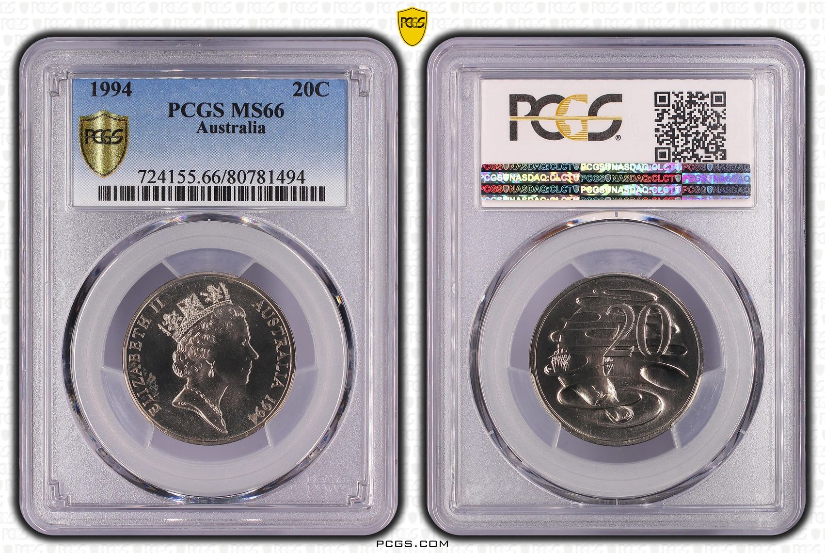 Elizabeth II, Twenty Cent, 1994, PCGS MS66
