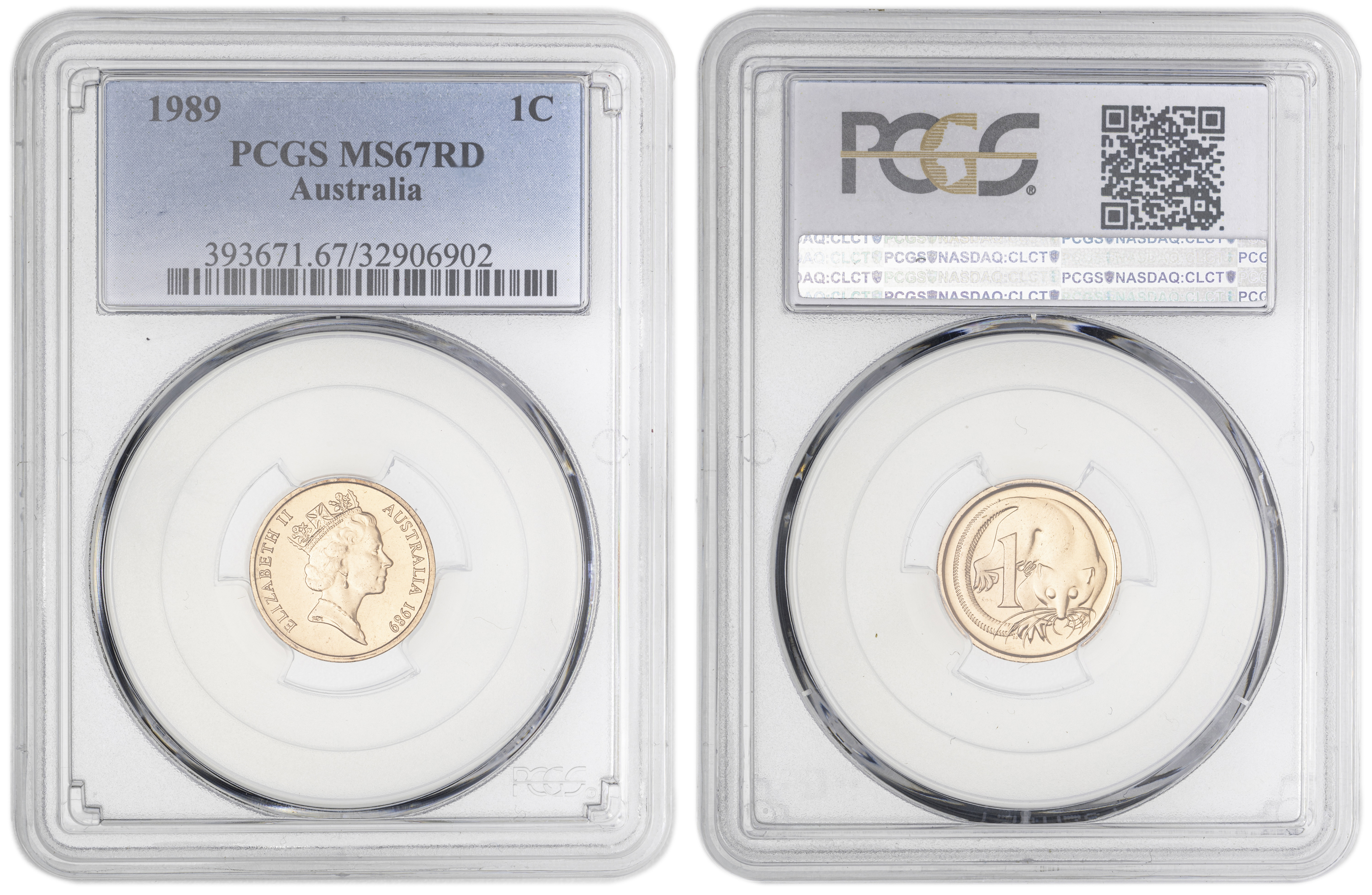 One Cent, 1989, PCGS MS67RD