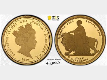 2019 'UNA AND THE LION' PROOF GOLD HALF SOVEREIGN PF68 DCAM