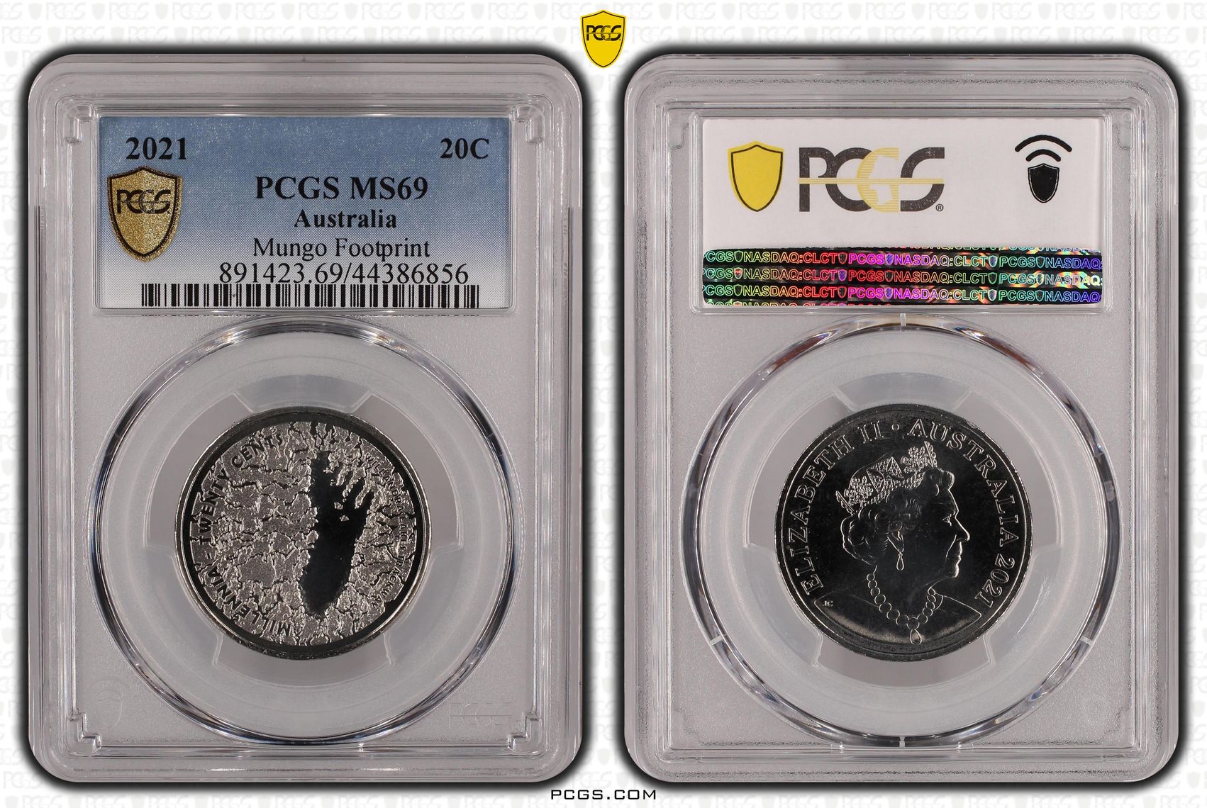 Mungo Footprint, Twenty Cent, 2021, PCGS MS69