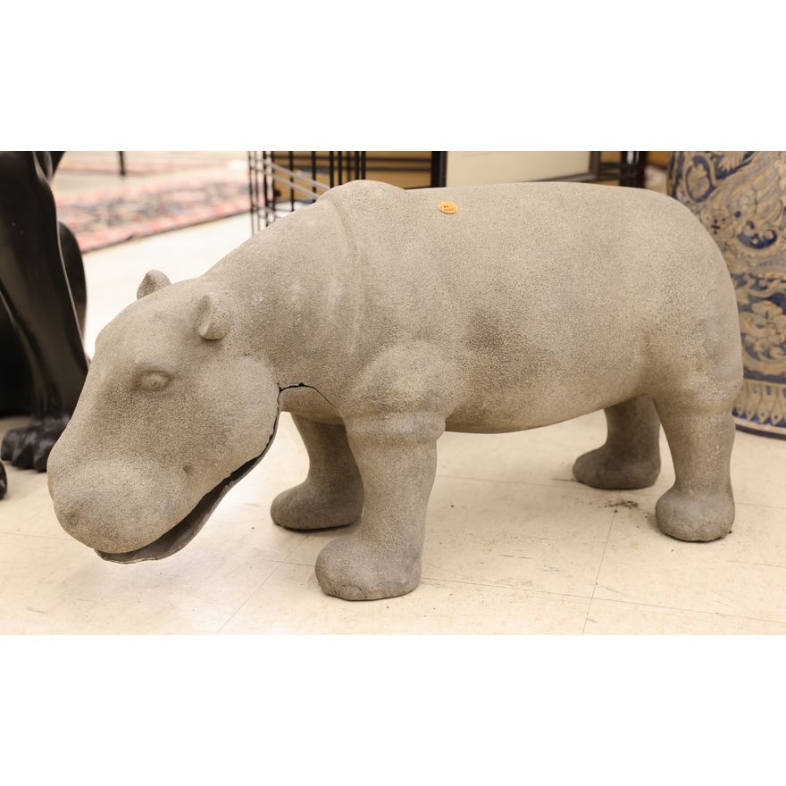 Hippo Cast Cement Garden Sculpture 14''x30''
