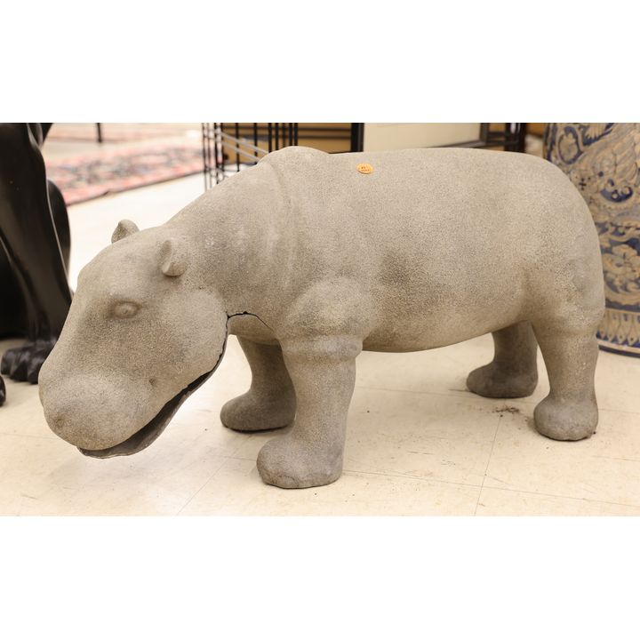 Hippo Cast Cement Garden Sculpture 14''x30''