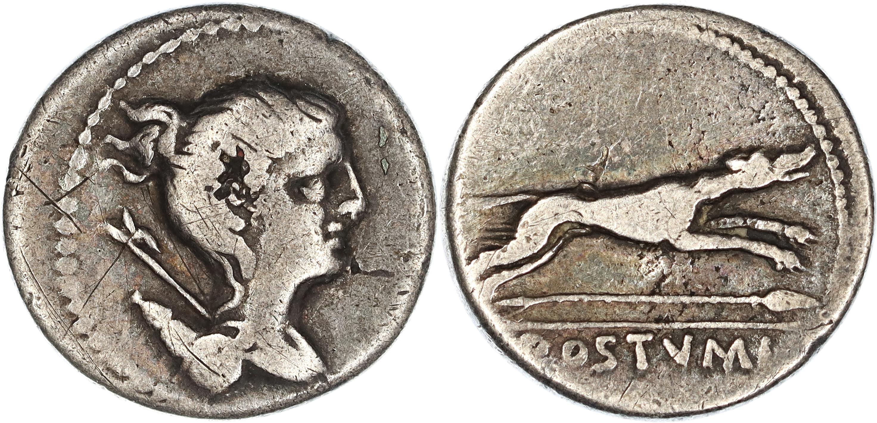 Roman Republic, C. Postumius, Silver Denarius, 75 BC, F