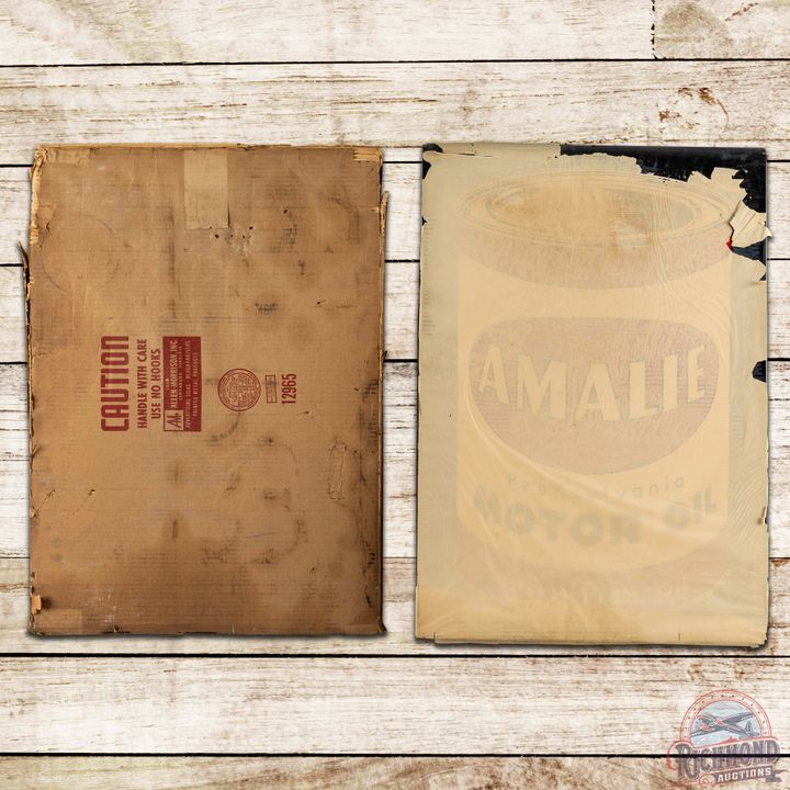 NOS Amalie Pennsylvania Motor Oil DS Tin Curb Sign w/ Box