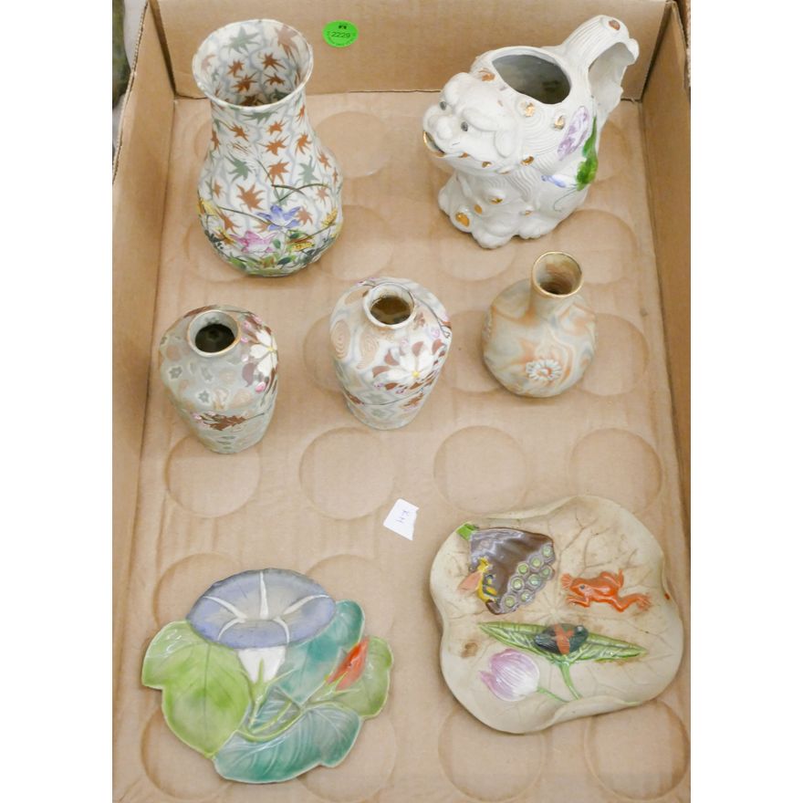 Box 7pc Japanese Seto Ware Vases etc.