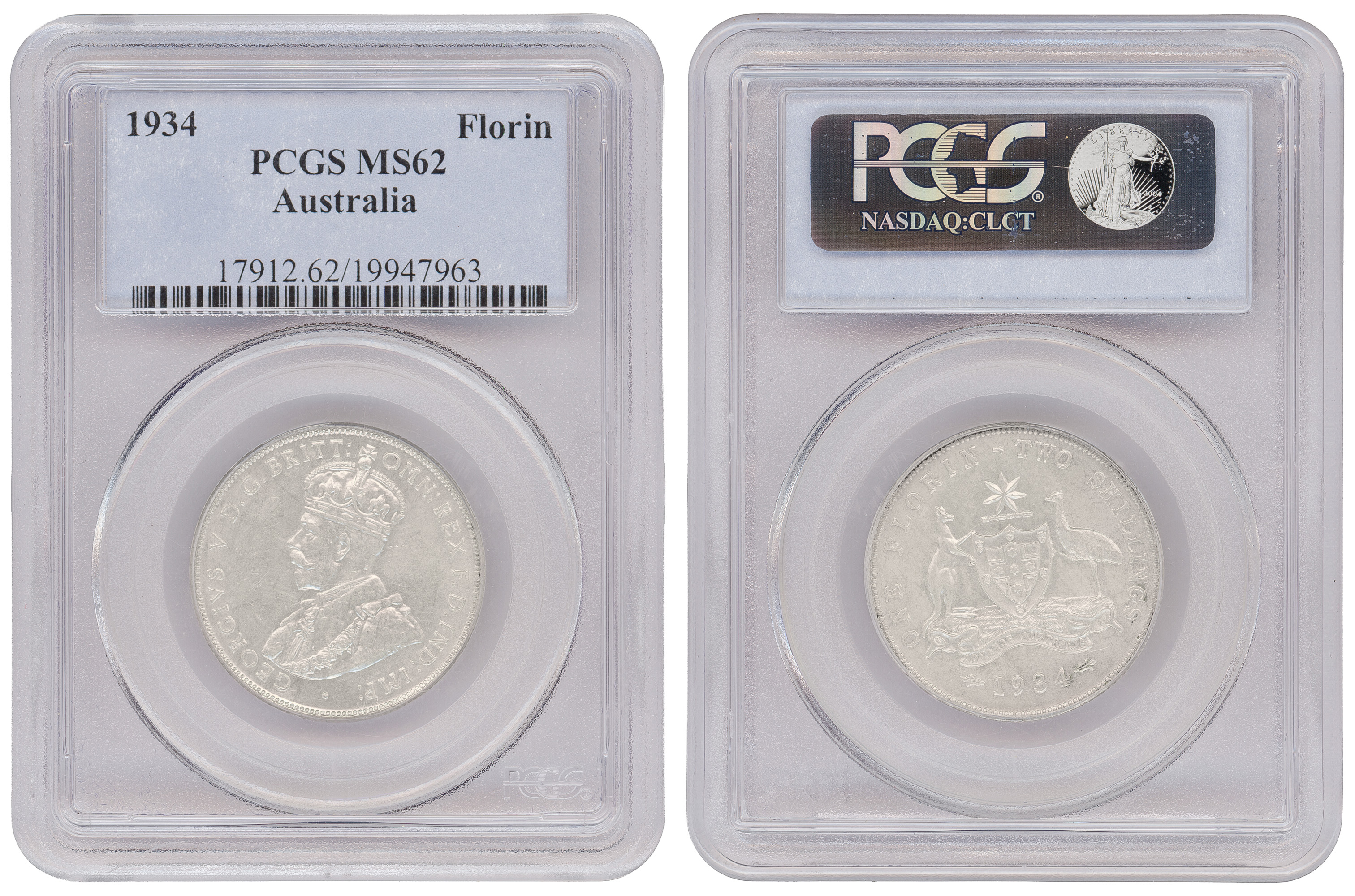 George V, Florin, 1934, PCGS MS62