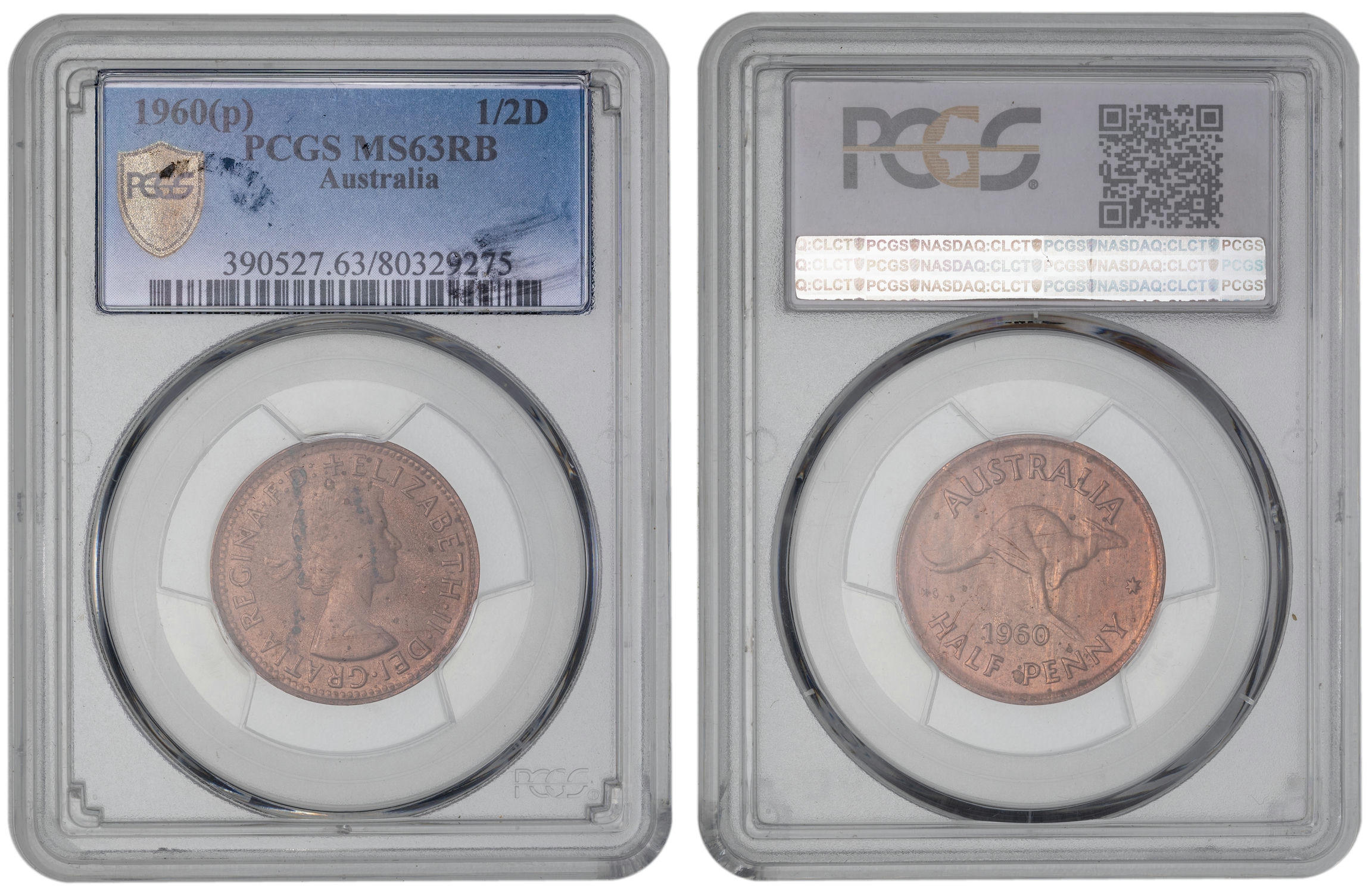 Elizabeth II, Halfpenny, 1960-Y., PCGS MS63RB