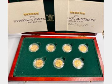 KING GEORGE V MINTMARK GOLD SOVEREIGN SET (7 SOVEREIGNS)