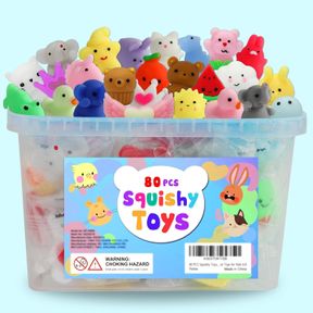 80PCS PARTY FAVORS FOR KIDS 4-8, KAWAII SQUISHIES MOCHI SQUISHY TOY BULK FIDGET SENSORY TOYS BIRTHDAY GIFTS FOR BOYS GIRLS GOODIE