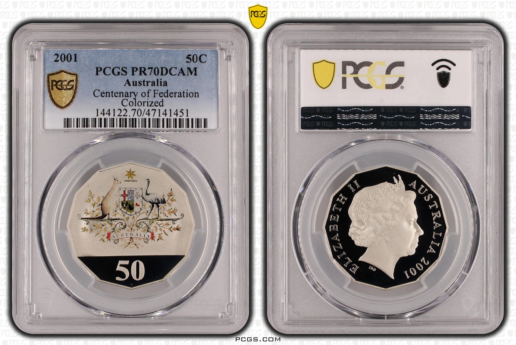 Elizabeth II, Centenary of Federation Colorized, Fifty Cent, 2001, PCGS PR70DCAM