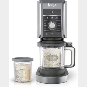 NINJA ICE CREAM MAKER, 11-IN-1, DELUXE, NC501C, SILVER, AUTOMATIC, WITH (2) XL FAMILY SIZE PINT CONTAINERS, DISHWASHER SAFE, CANAD