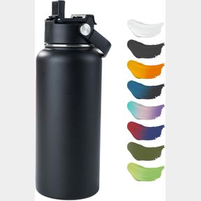 KERILYN STAINLESS STEEL INSULATED WATER BOTTLE, 32OZ DOUBLE WALL VACUUM INSULATED WATER BOTTLE LEAK PROOF WITH SILICONE STRAW, WID