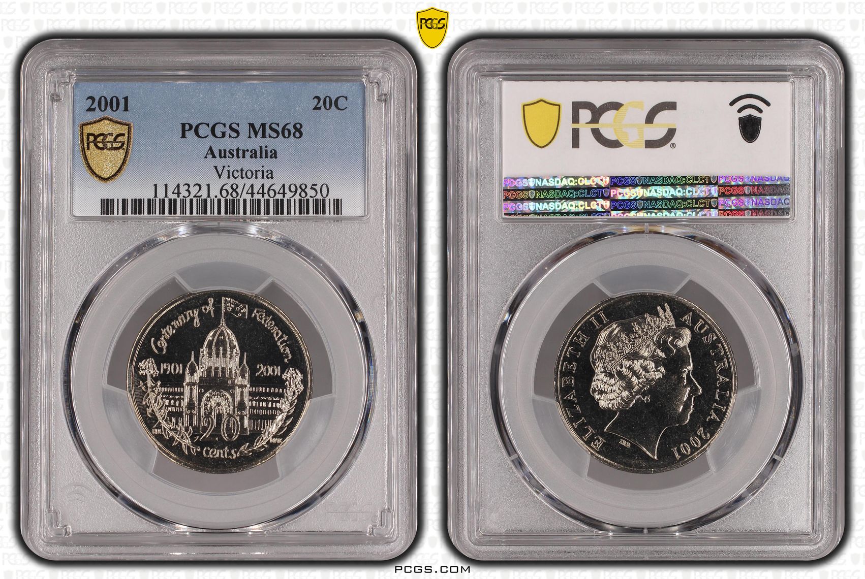 2001 Australia Twenty Cent, 20c Victoria PCGS - MS68 POP 10/0 -850