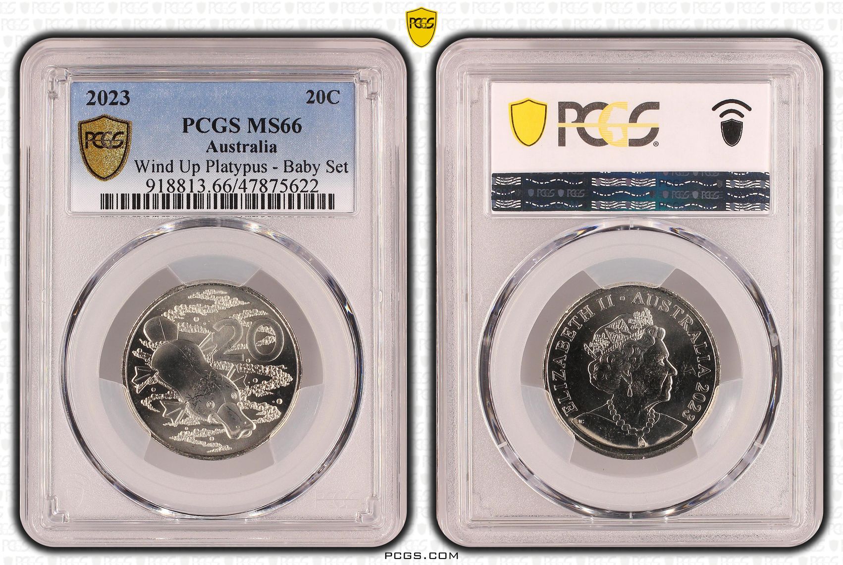 Wind Up Platypus - Baby Set , Twenty Cent, 2023, PCGS MS66