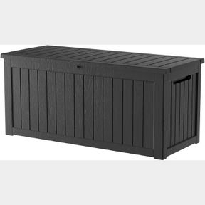 230 GAL DECK BOX, WATERPROOF & UV-RESISTANT OUTDOOR STORAGE BOX FOR OUTDOOR CUSHION STORAGE AND DELIVERY STORAGE BOX, BLACK, 61INL