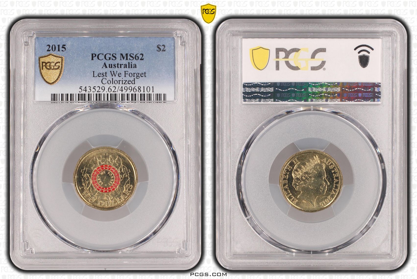 Lest We Forget Colorized , Two Dollar, 2015, PCGS MS62