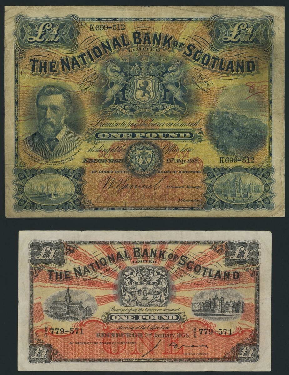 Collection of Scottish Banknotes, [9 notes] (PMS NA 29, 49, 51, NC 1, 2 ...