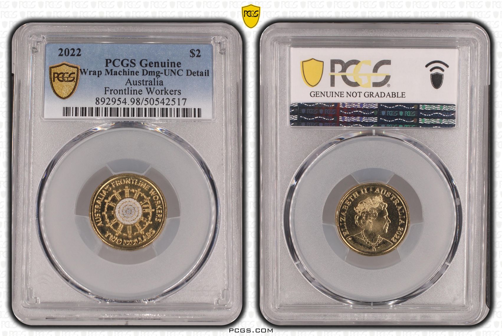 Frontline Workers Colorized, Two Dollar, 2022, PCGS Genuine - UNC Details (98 - Damage)