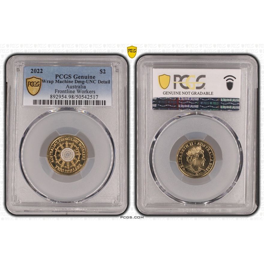Frontline Workers Colorized, Two Dollar, 2022, PCGS Genuine  - UNC Details (98 - Damage)