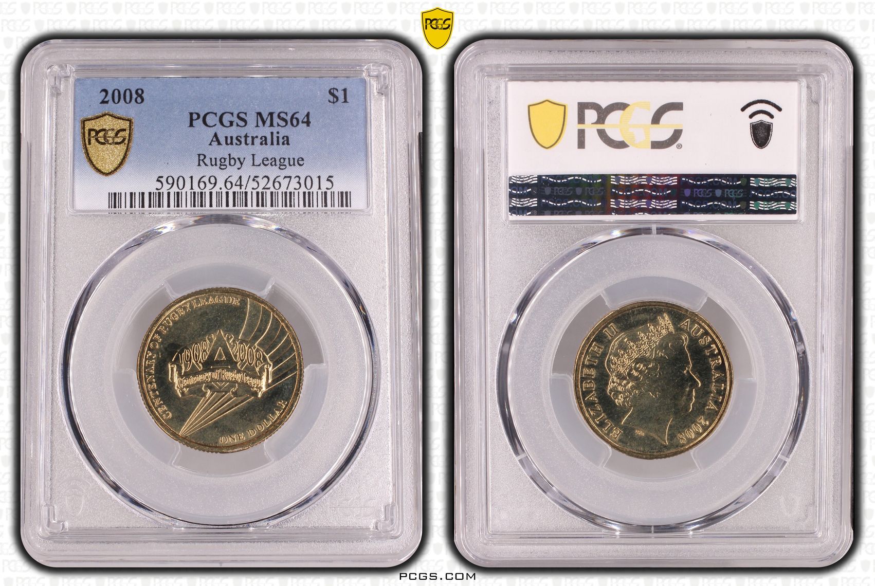 Rugby League, One Dollar, 2008, PCGS MS64