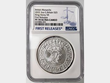 2022 ELIZABETH II BRITISH MONARCH'S HENRY VII SILVER 2oz PROOF £5 COIN PF70 UCAM FIRST RELEASES