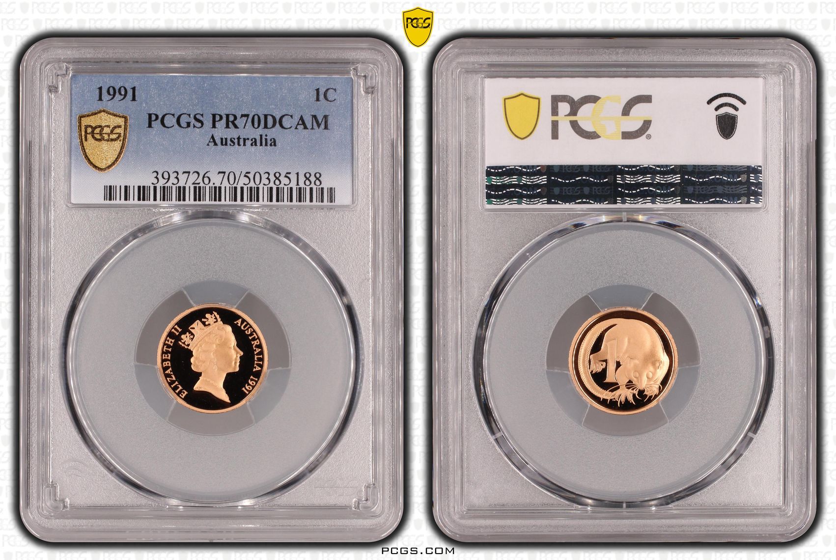 One Cent, 1991, Pcgs Pr70dcam