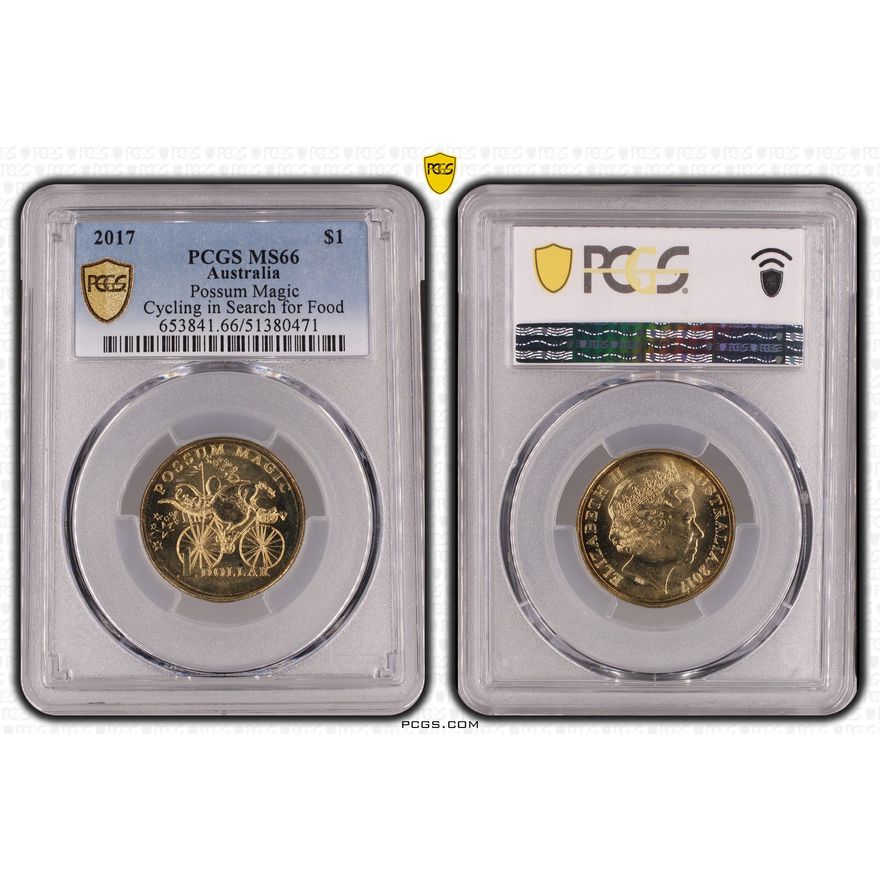 Possum Magic - Cycling in Search for Food, One Dollar, 2017, PCGS MS66