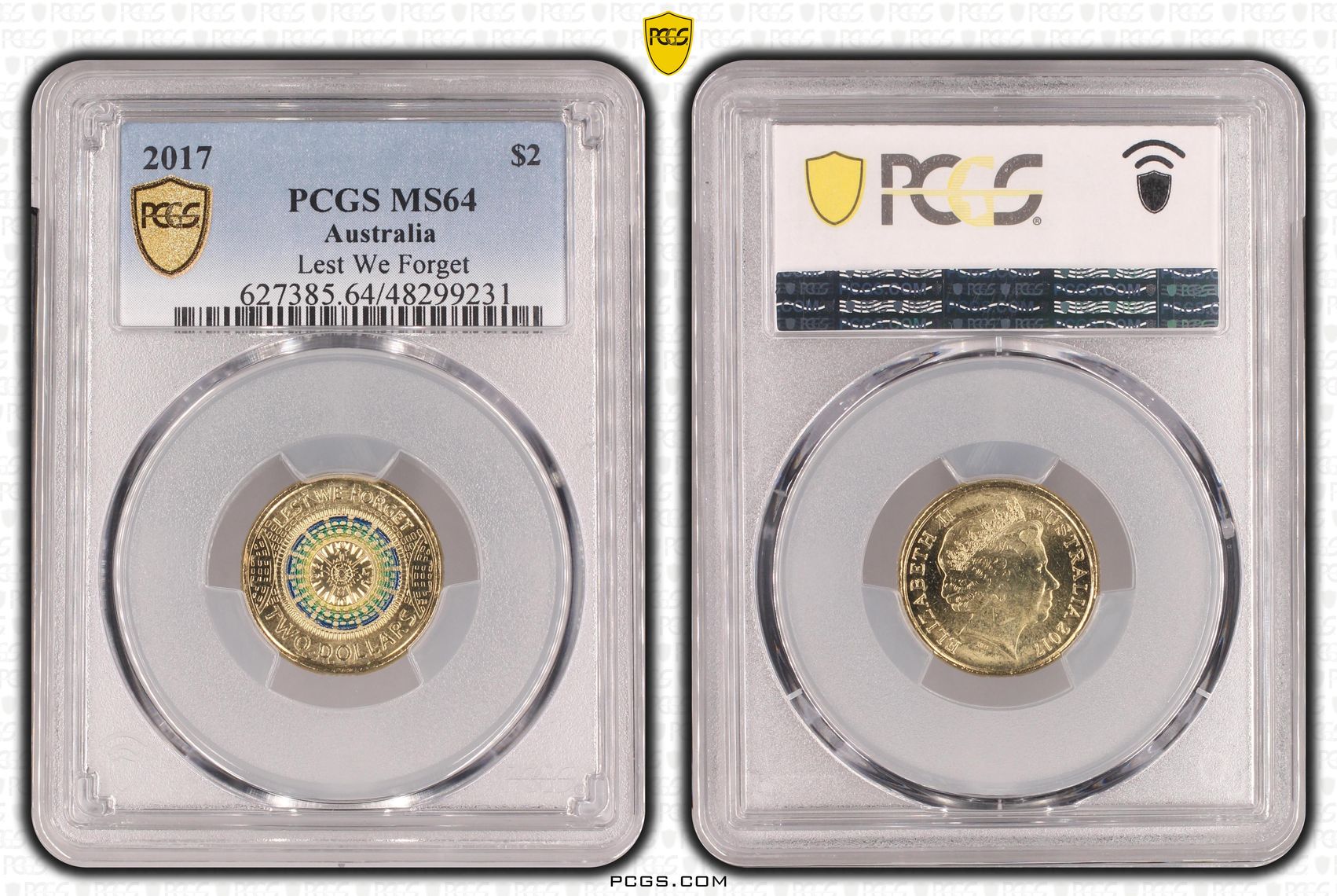 Lest We Forget Colorized , Two Dollar, 2017, PCGS MS64