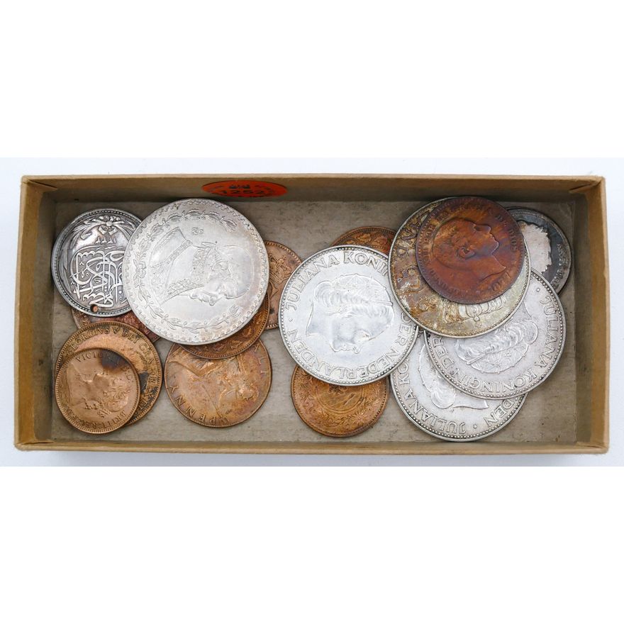 Box Old European Silver and Copper Coins