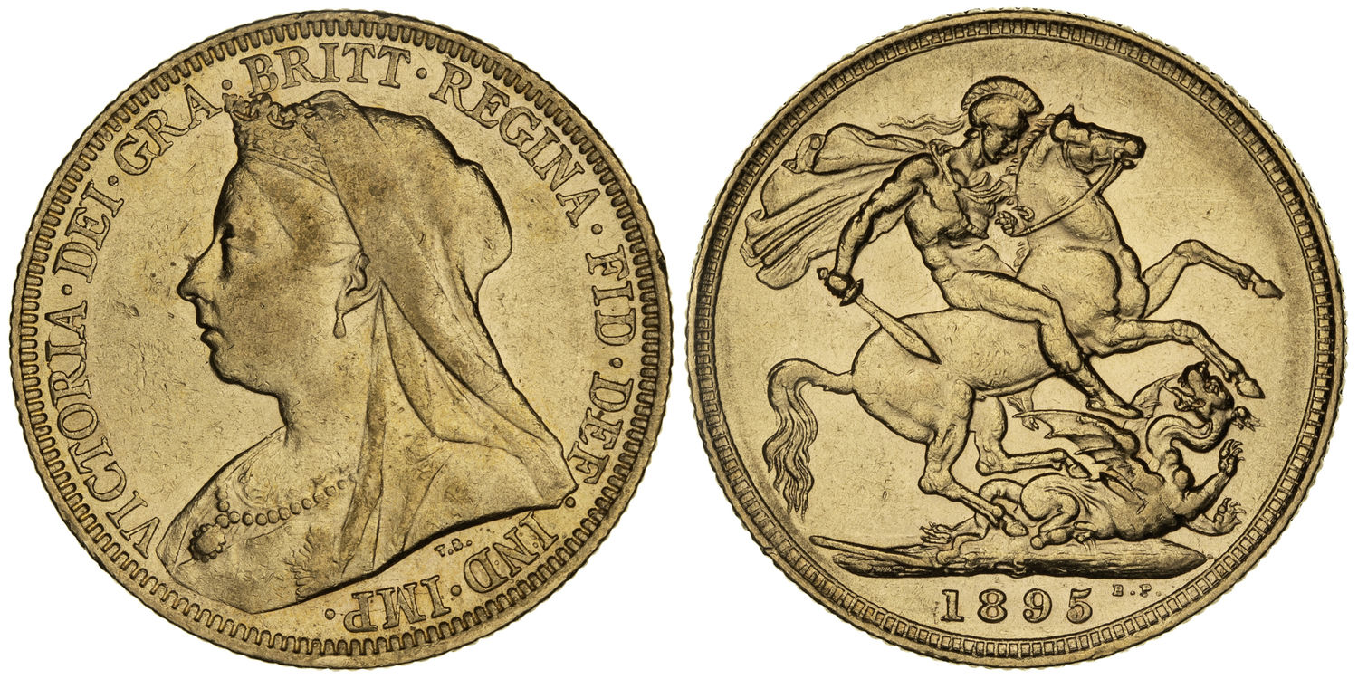 Victoria, St George Reverse, Sovereign, 1895-S, Fine