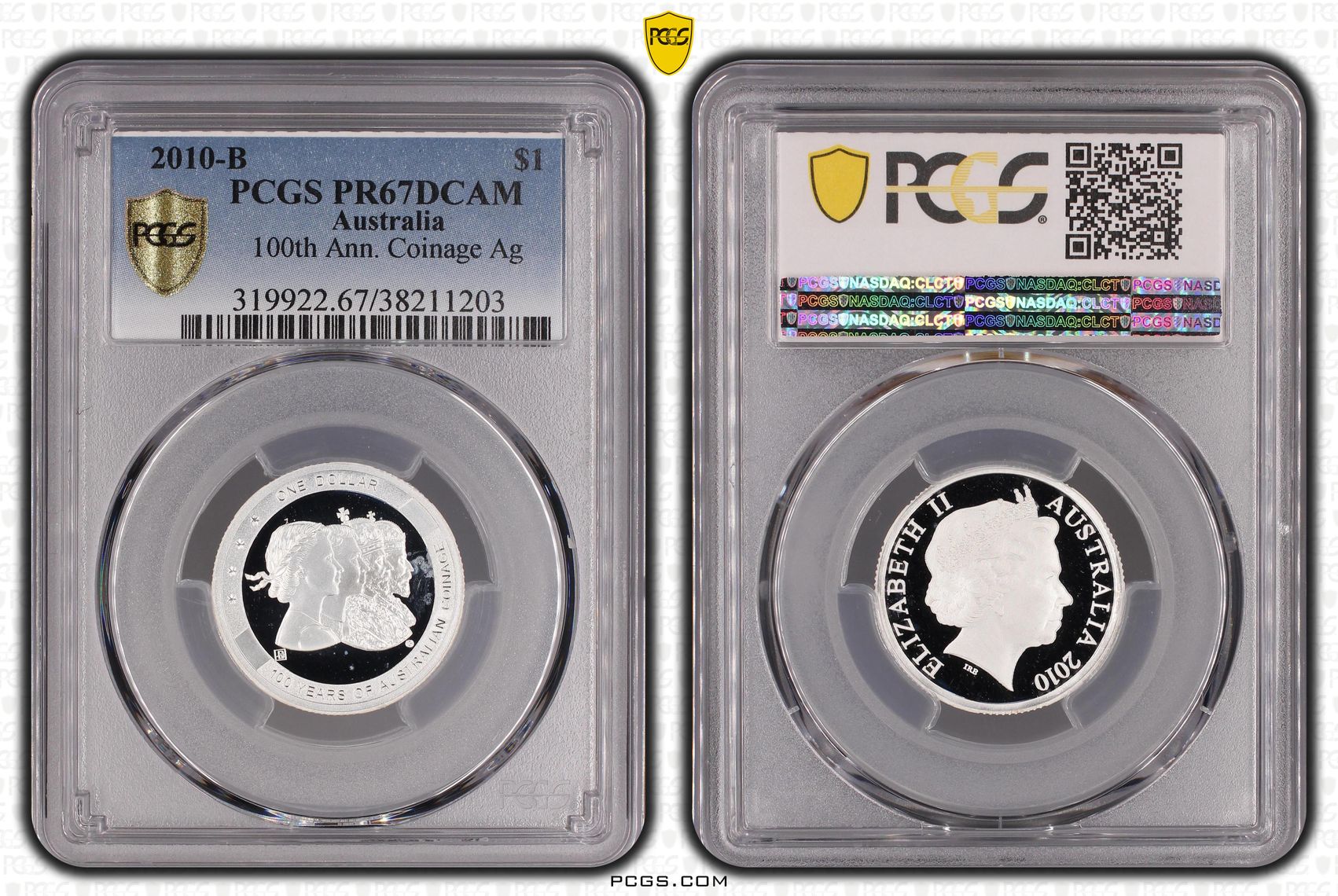 2010-P Australia One Dollar, $1 Silver 100th Ann. Australian Coinage - Privy PCGS - PR67DCAM -203