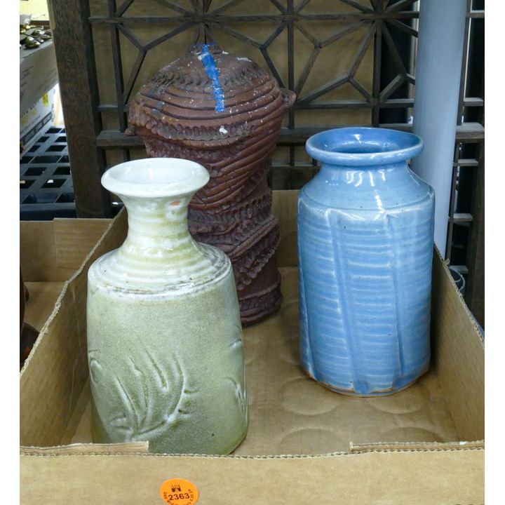 Box 3pc Ed Brannan Pottery Vases