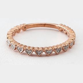9CT ROSE GOLD FANCY HEART BAND WITH 16 ROUND DIAMONDS - 51620/029