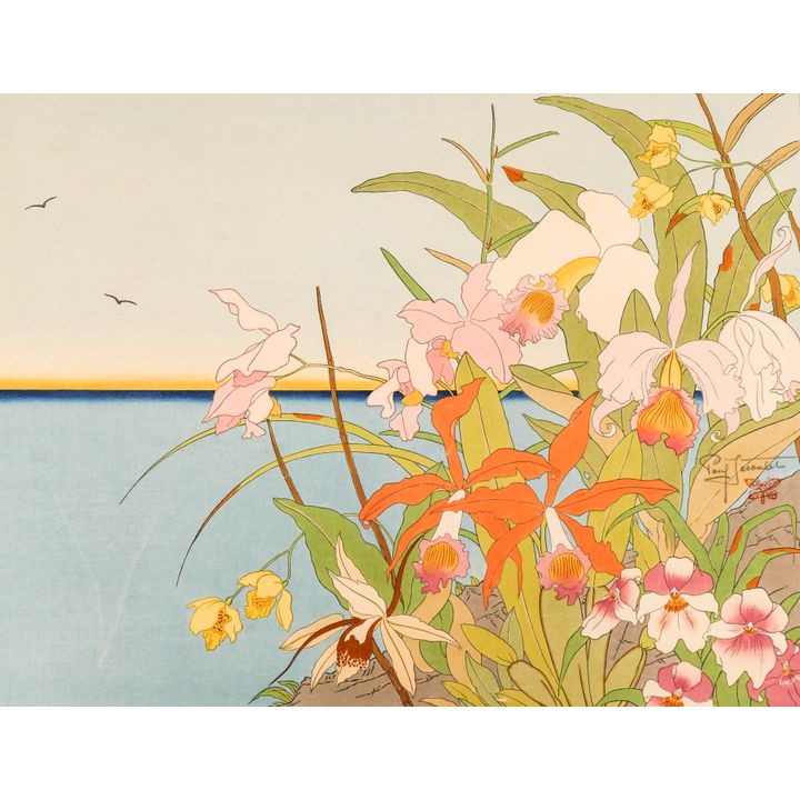 Paul Jacoulet ''Flowers of the Distant Islands'' Woodblock Print