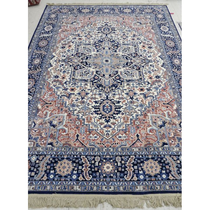 Karastan Heriz Blue and White Room Size Rug 8'8''x12'