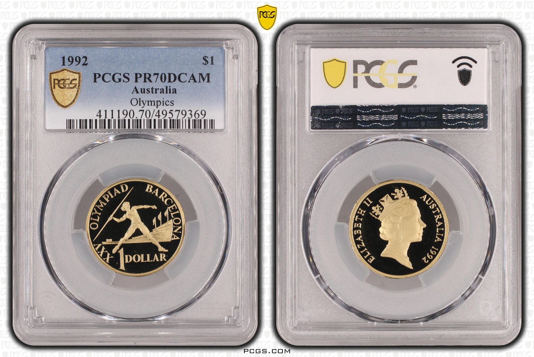 Olympics POP 17/0, One Dollar, 1992, PCGS PR70DCAM