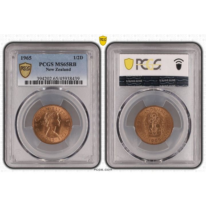 1965 New Zealand Half Penny PCGS - MS65RB -439