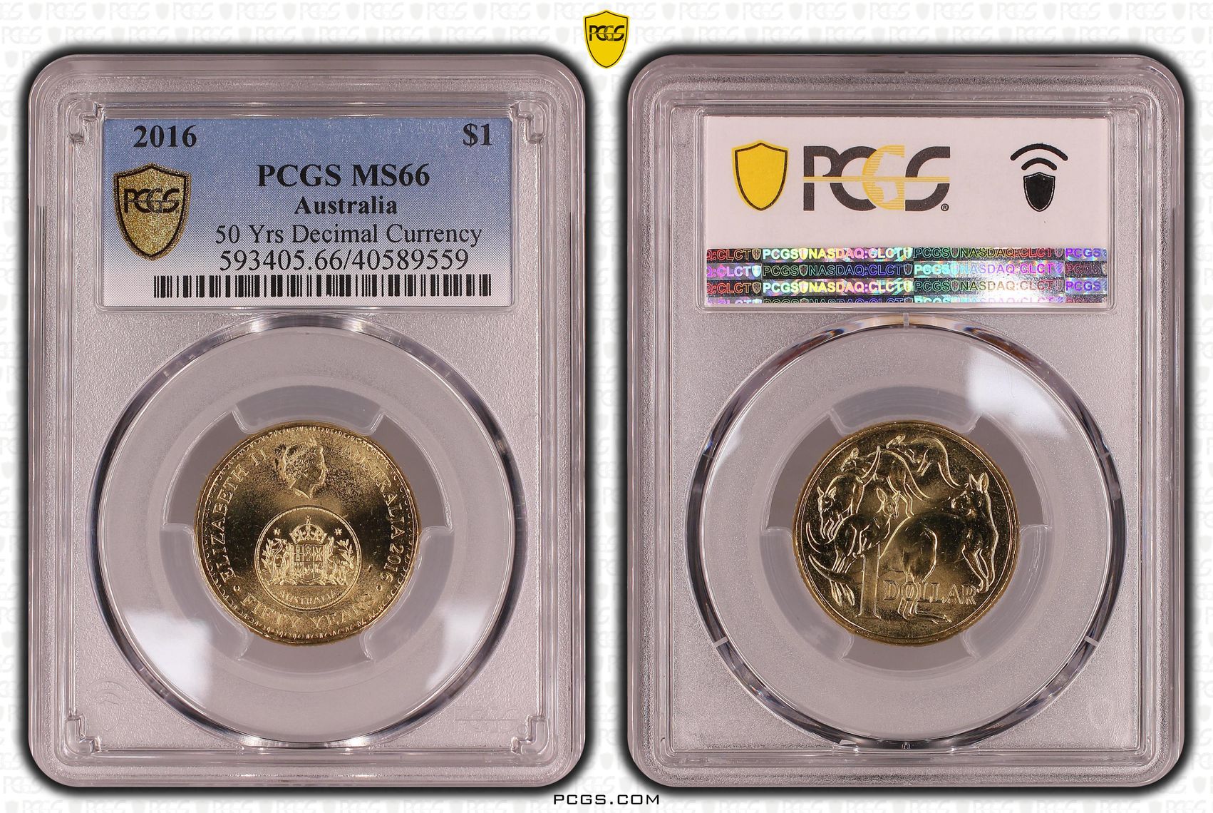 2016 Australia One Dollar, $1 50 Yrs Decimal Currency PCGS - MS66 -559