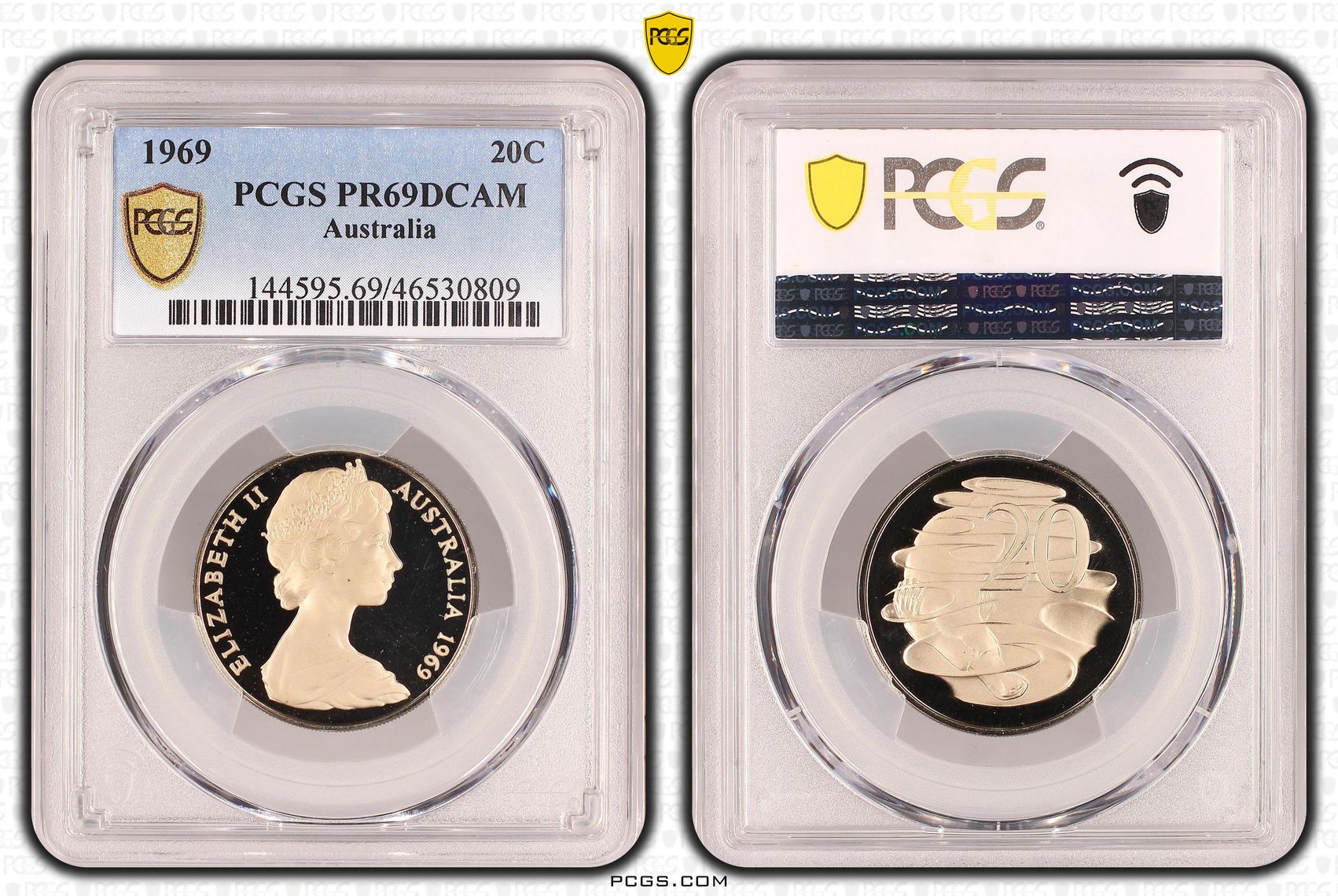 Elizabeth II, Twenty Cent, 1969, PCGS PR69DCAM