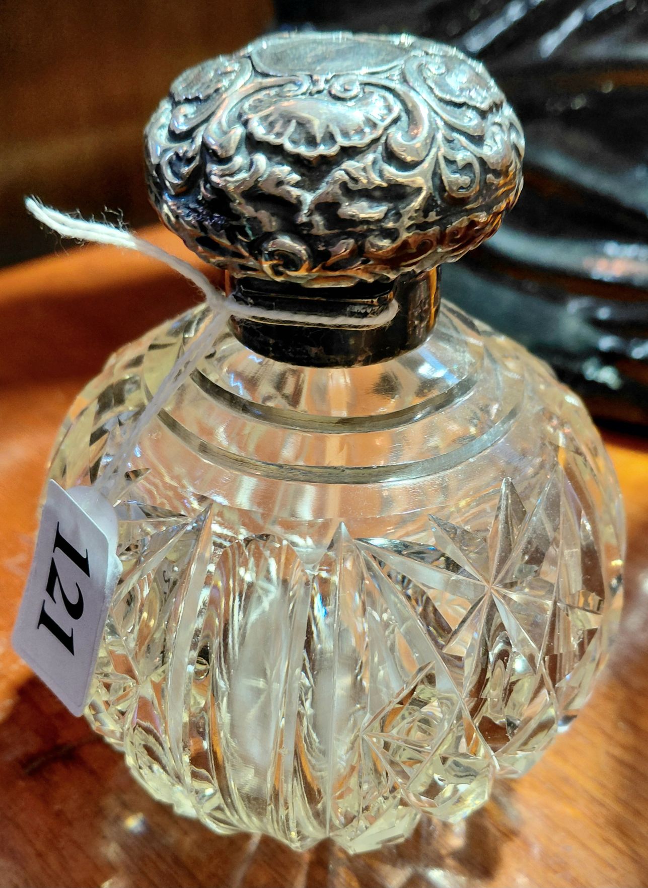 Crystal And Sterling Silver Scent Bottle