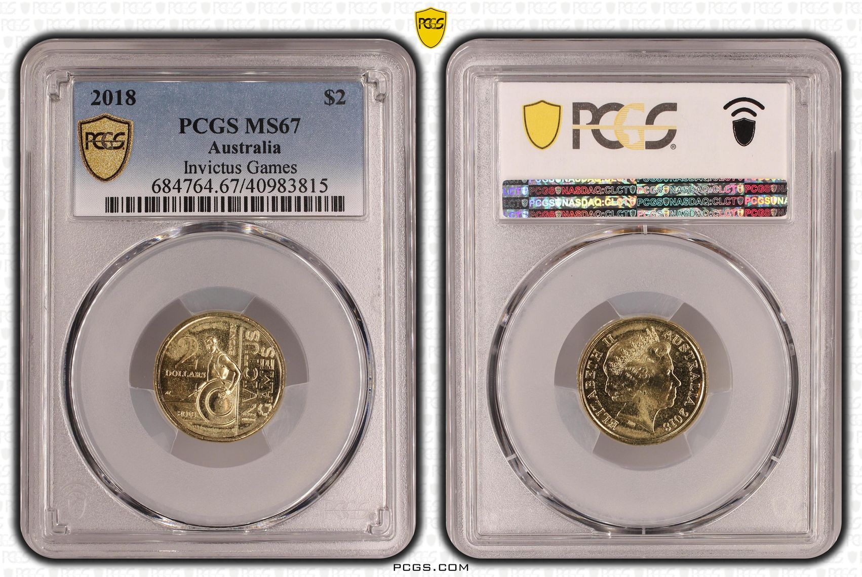 Invictus Games, Two Dollar, 2018, PCGS MS67