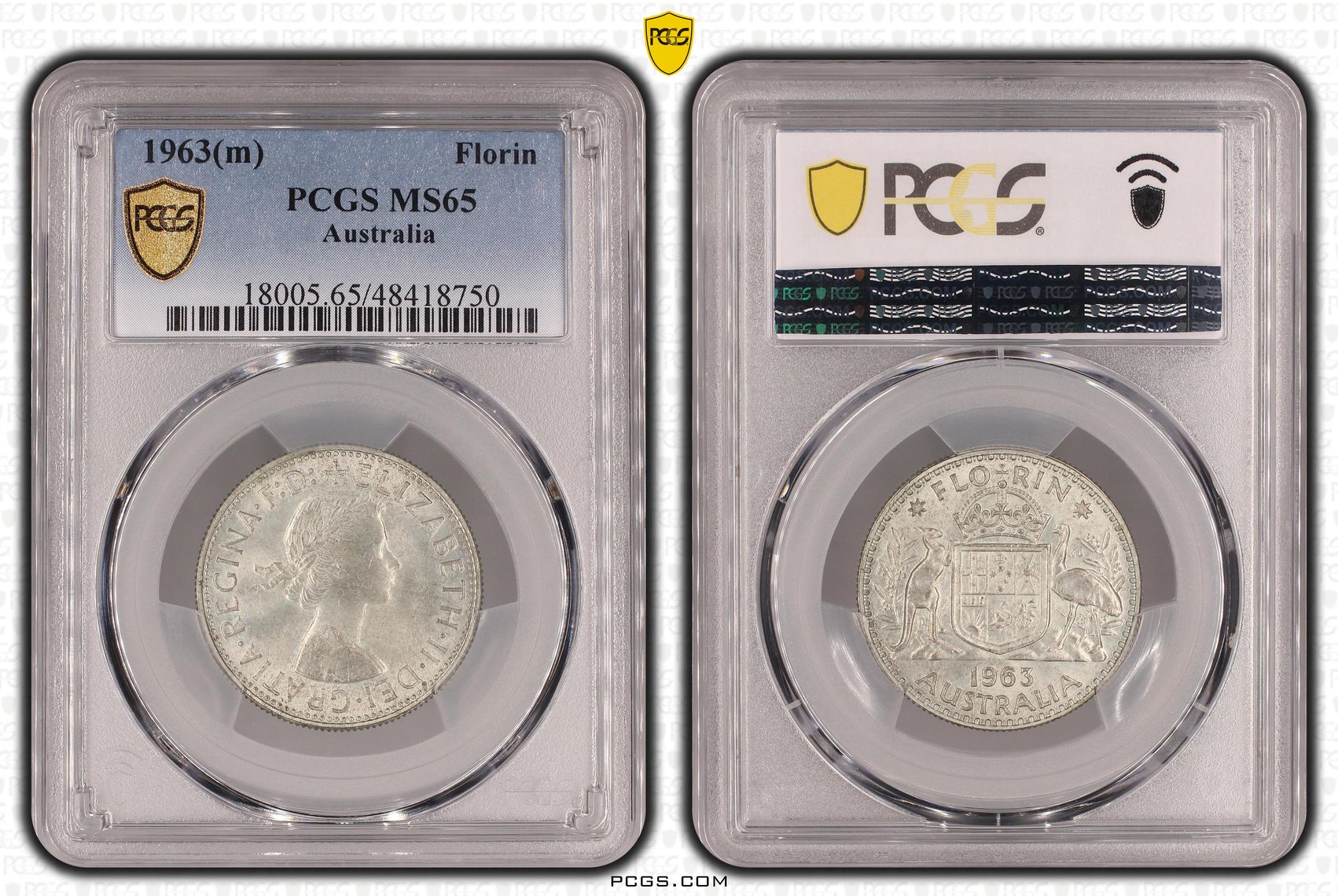 Elizabeth II, Florin, 1963(m), PCGS MS65