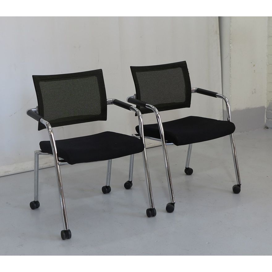 PAIR OF OFFICE CHAIRS ON CASTORS