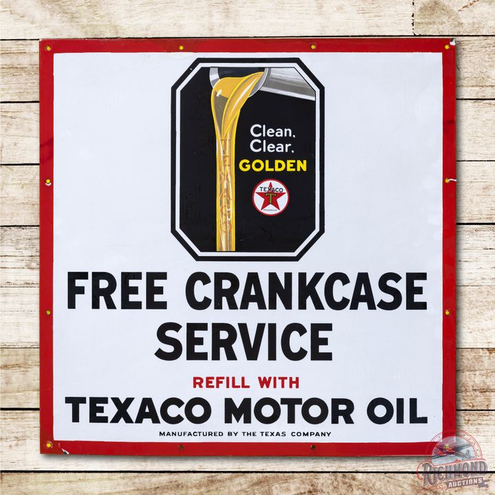 Texaco Black-T Clean Clear Golden Porcelain Sign TAC 8.5
