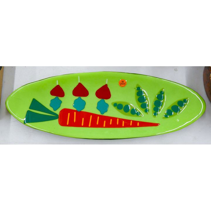Modern Fused Glass Vegetable Long Tray 18.5''