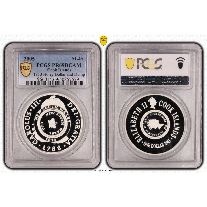 Cook Islands, 1813 Holey Dollar and Dump  POP 1/0, One Dollar and Twenty Five Cent, 2005, PCGS PR69DCAM