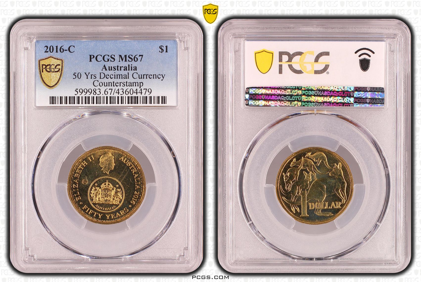 2016-C Australia One Dollar, $1 50 Yrs Decimal Currency PCGS - MS67 -479