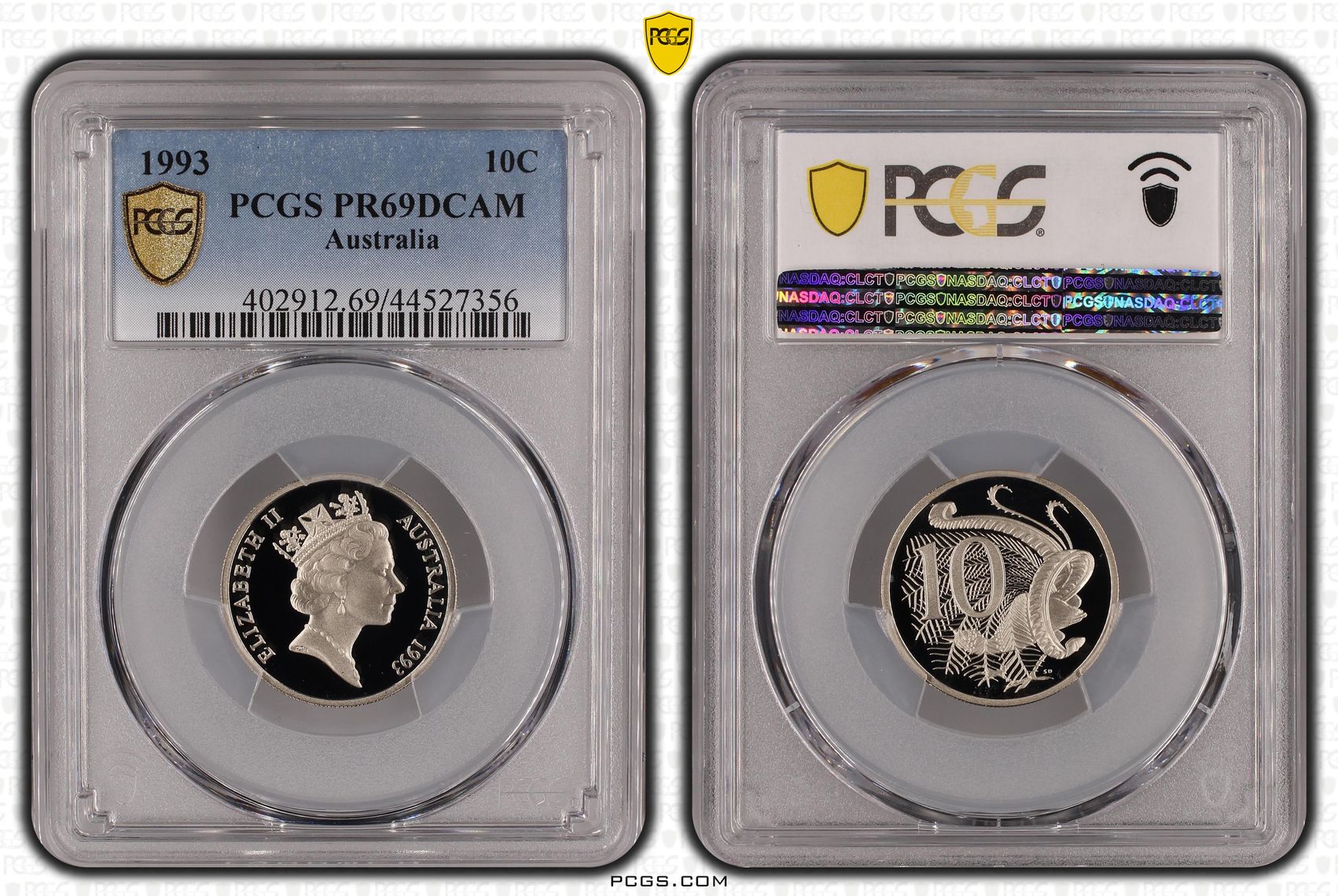 , Ten Cent, 1993, Pcgs Pr69dcam